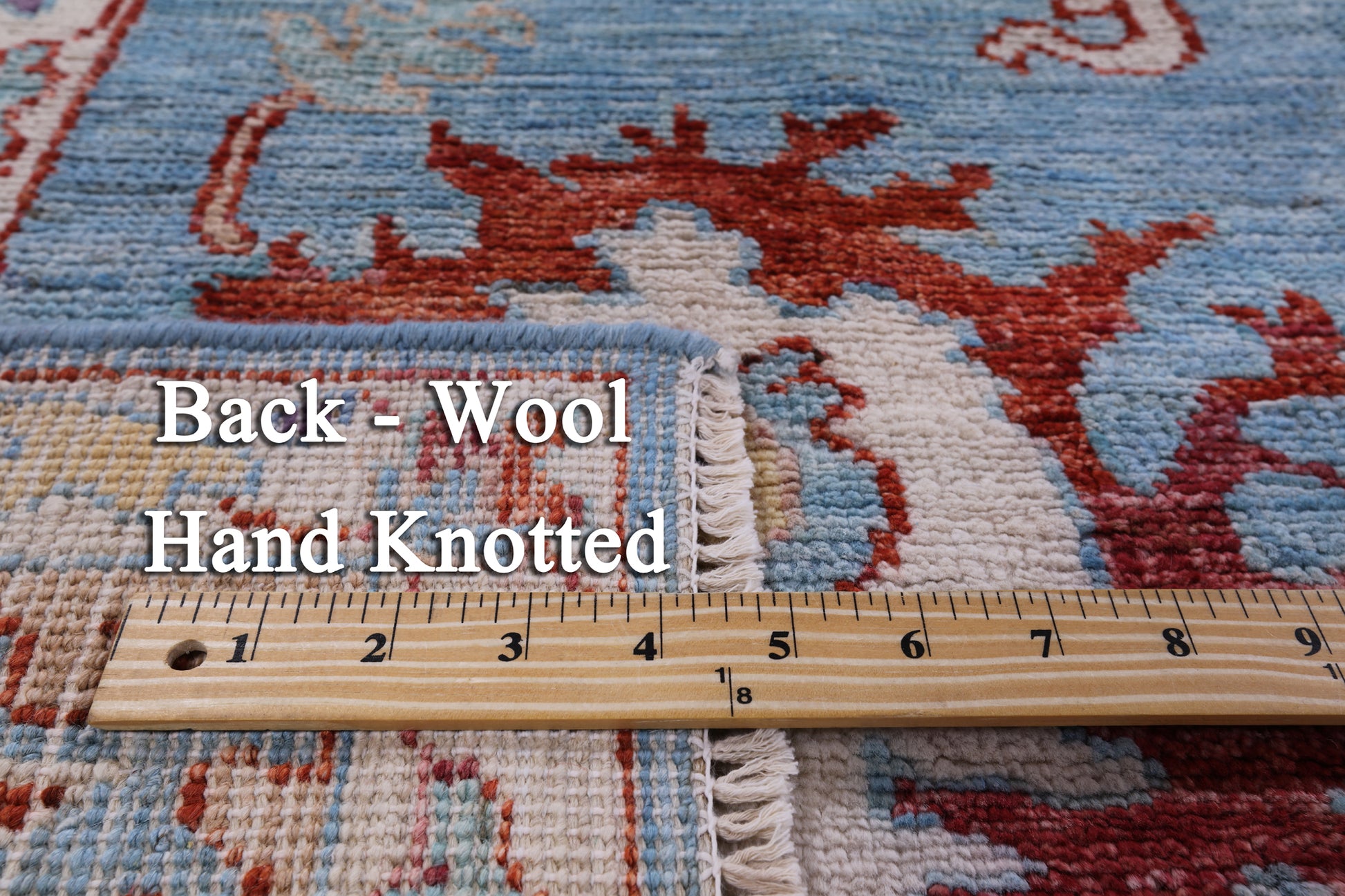 Blue Turkish Oushak Handmade Wool Rug - 8' 3" X 9' 6" - Golden Nile