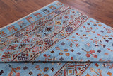 Blue Tribal Persian Gabbeh Hand Knotted Wool Rug - 6' 6" X 9' 9" - Golden Nile