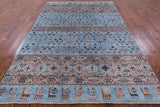 Blue Tribal Persian Gabbeh Hand Knotted Wool Rug - 6' 6" X 9' 9" - Golden Nile