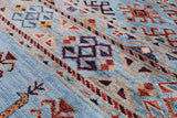 Blue Tribal Persian Gabbeh Hand Knotted Wool Rug - 6' 6" X 9' 9" - Golden Nile