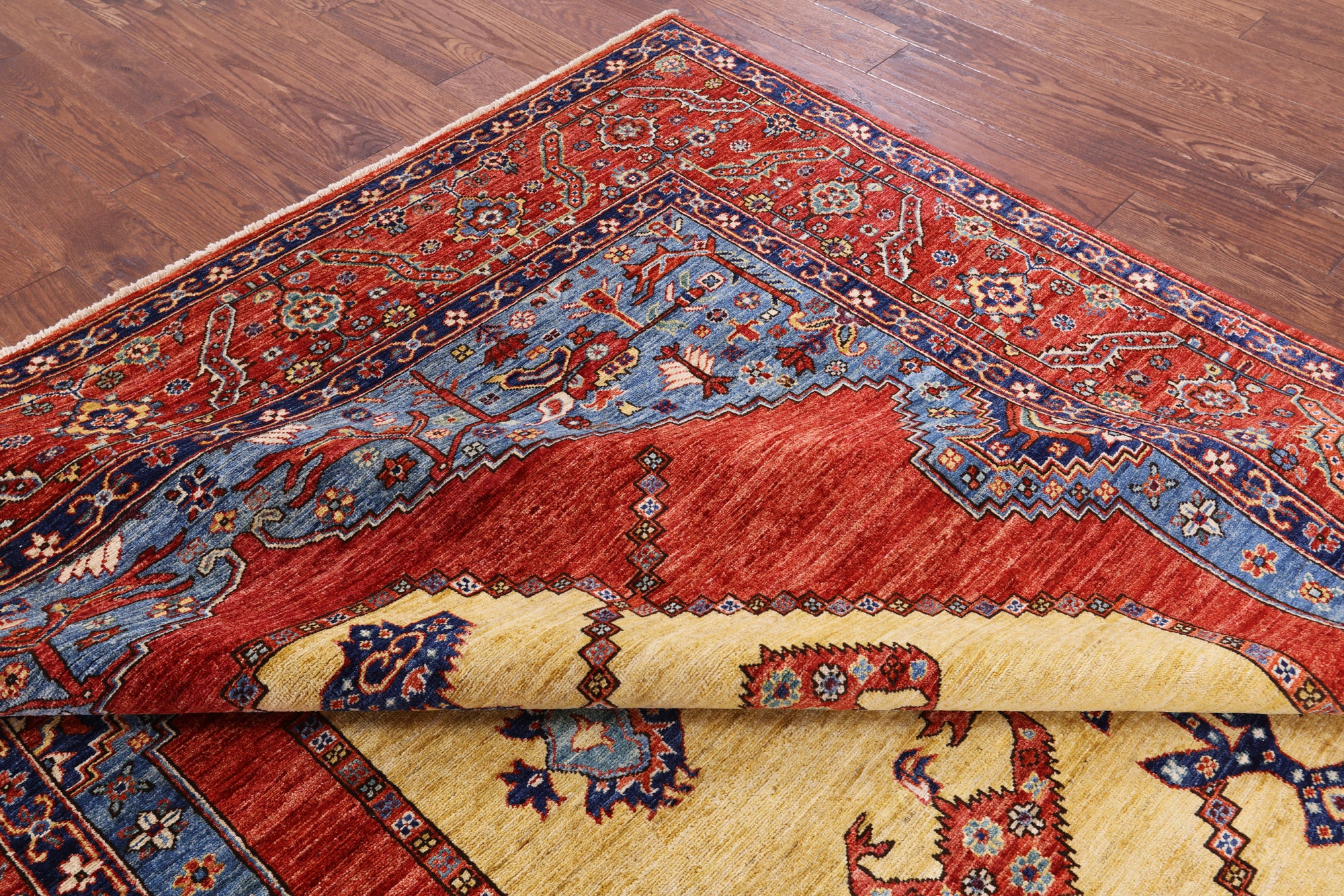 Rust Persian Fine Serapi Handmade Wool Rug - 7' 8" X 9' 6" - Golden Nile