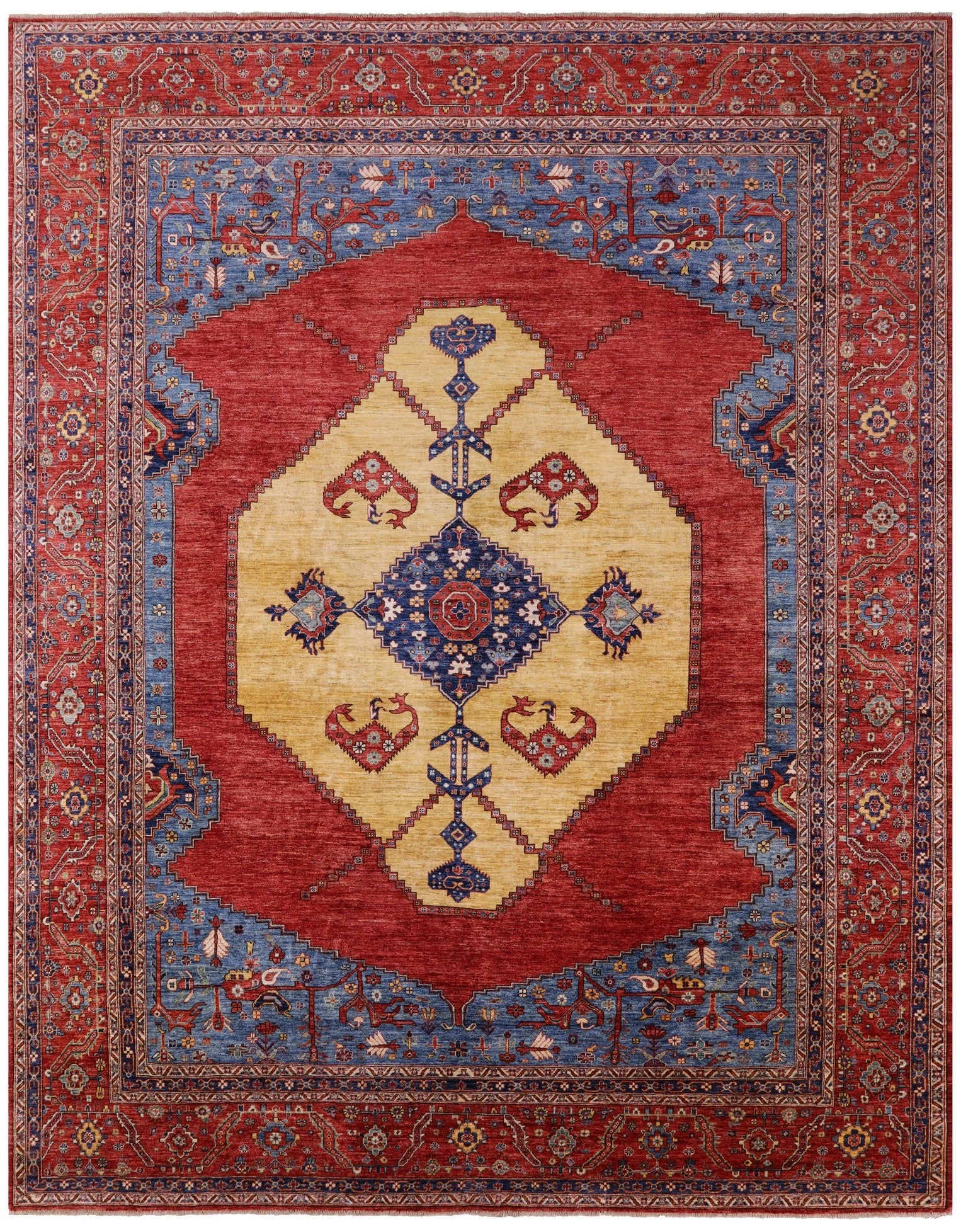 Rust Persian Fine Serapi Hand Knotted Wool Rug - 11' 7" X 14' 5" - Golden Nile