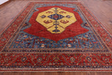 Rust Persian Fine Serapi Hand Knotted Wool Rug - 11' 7" X 14' 5" - Golden Nile