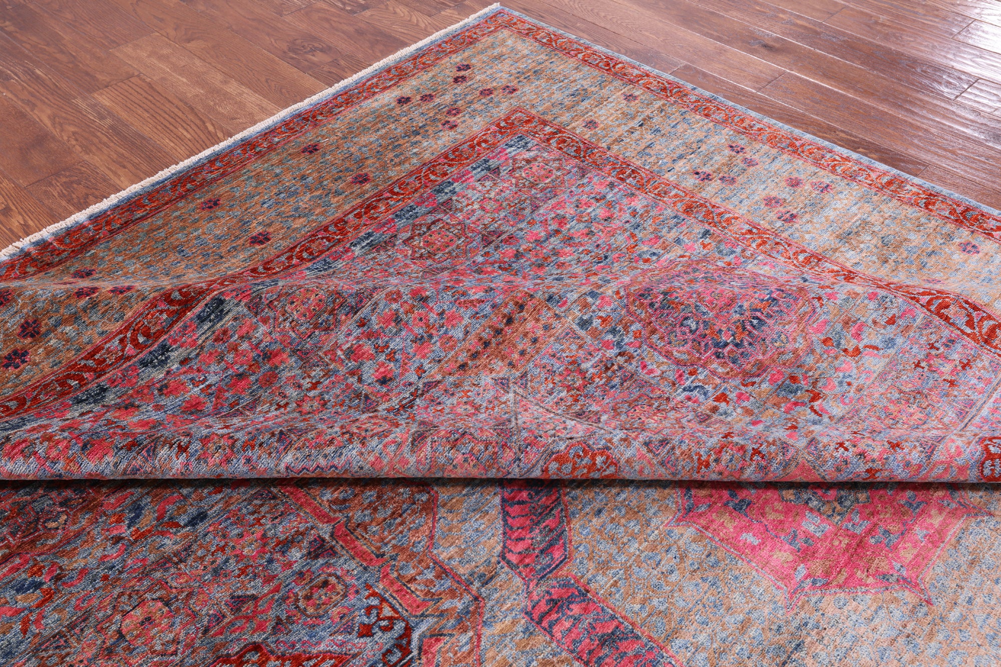 Geometric Persian Mamluk Handmade Wool Rug - 8' 11" X 11' 10" - Golden Nile