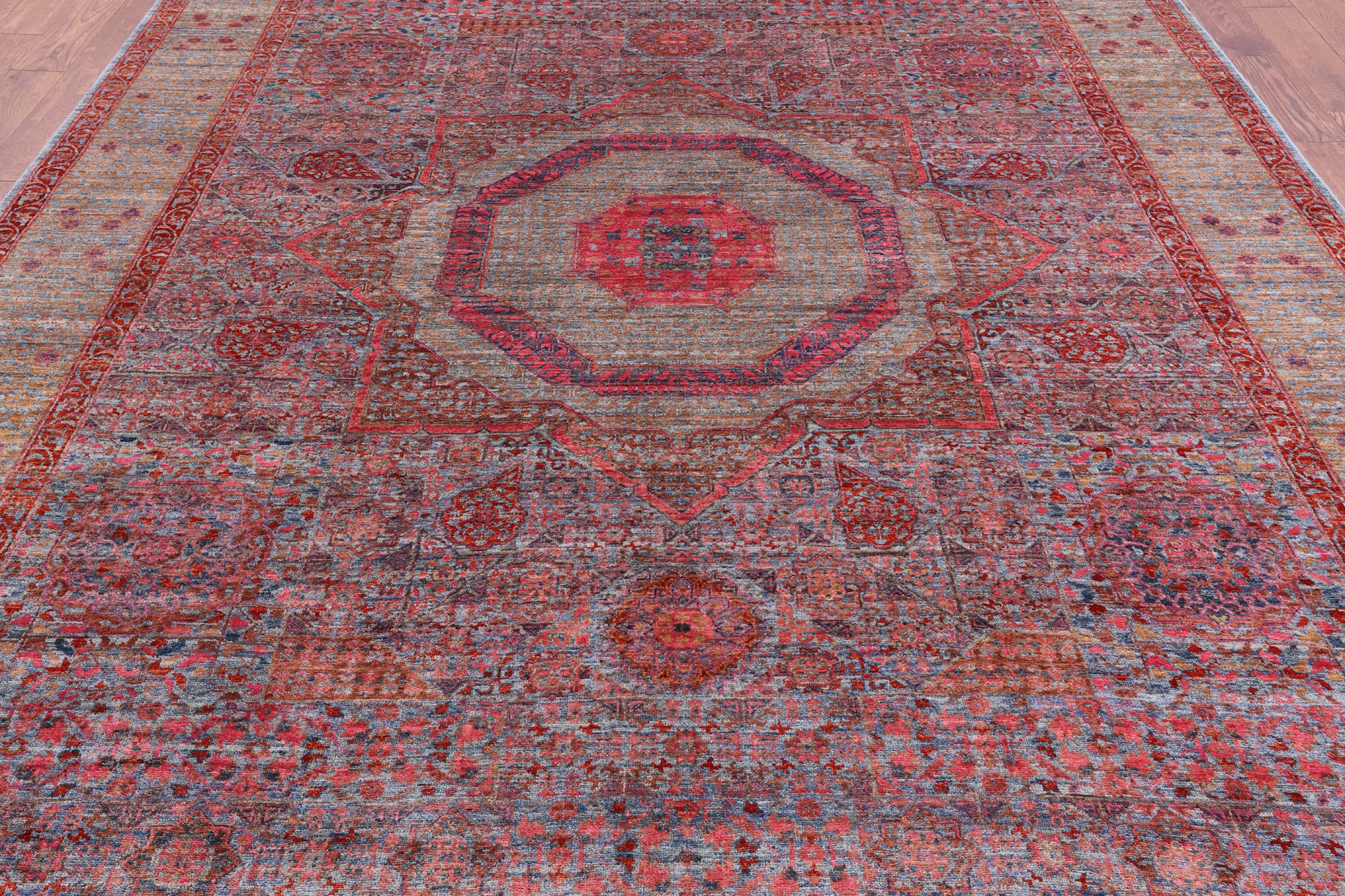 Geometric Persian Mamluk Handmade Wool Rug - 8' 11" X 11' 10" - Golden Nile