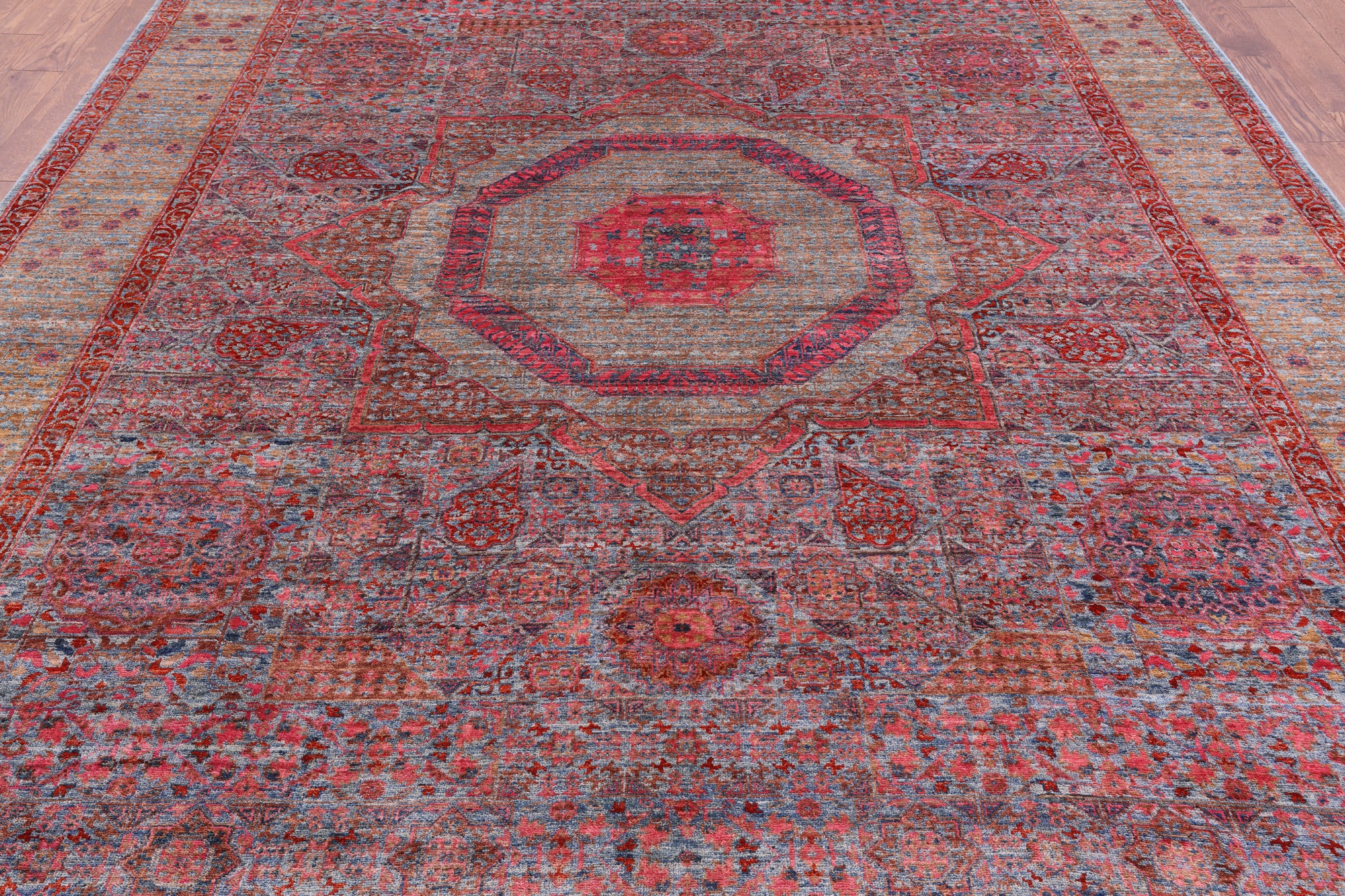 Geometric Persian Mamluk Handmade Wool Rug - 8' 11" X 11' 10" - Golden Nile