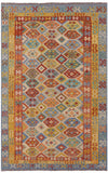 Reversible Kilim Flat Weave Wool Rug - 6' 6" X 9' 10" - Golden Nile