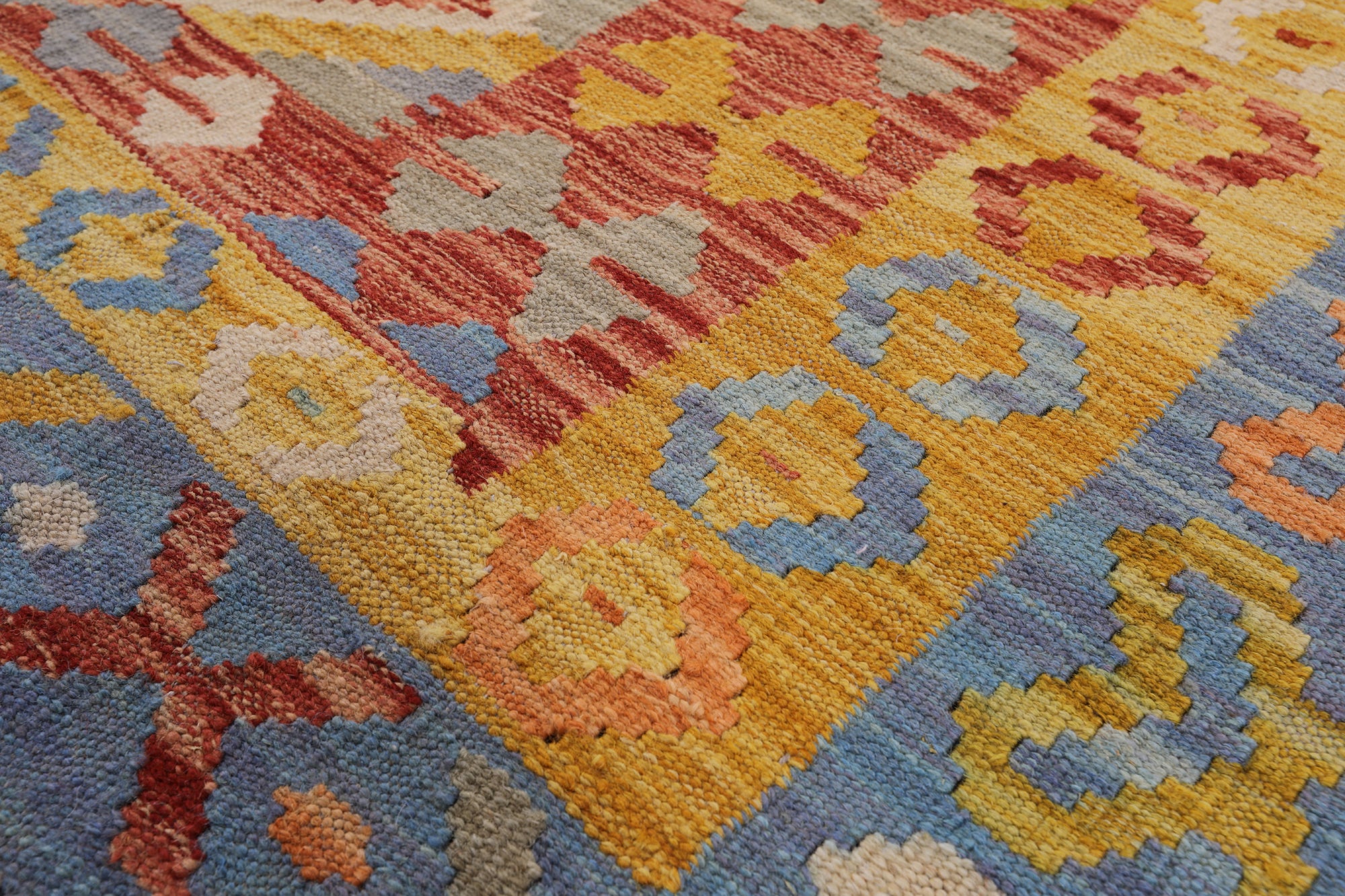 Reversible Kilim Flat Weave Wool Rug - 6' 6" X 9' 10" - Golden Nile