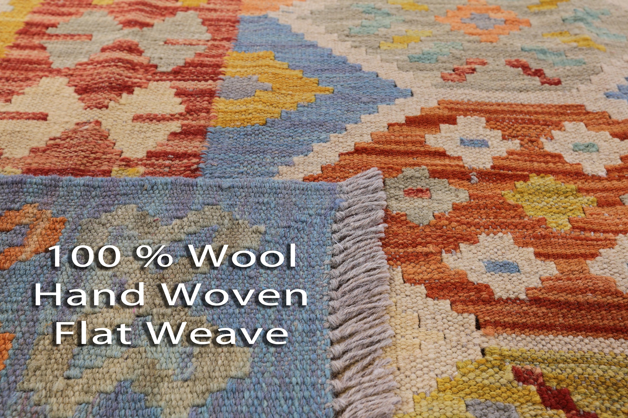 Reversible Kilim Flat Weave Wool Rug - 6' 6" X 9' 10" - Golden Nile