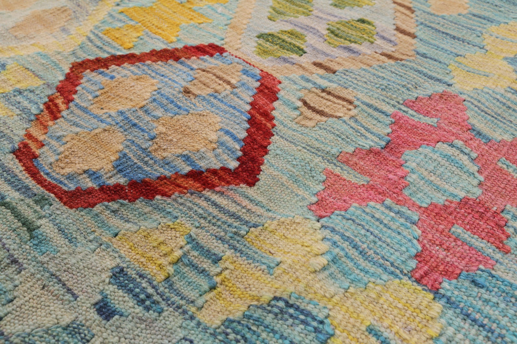Reversible Kilim Flat Weave Wool Rug - 5' 5" X 6' 6" - Golden Nile