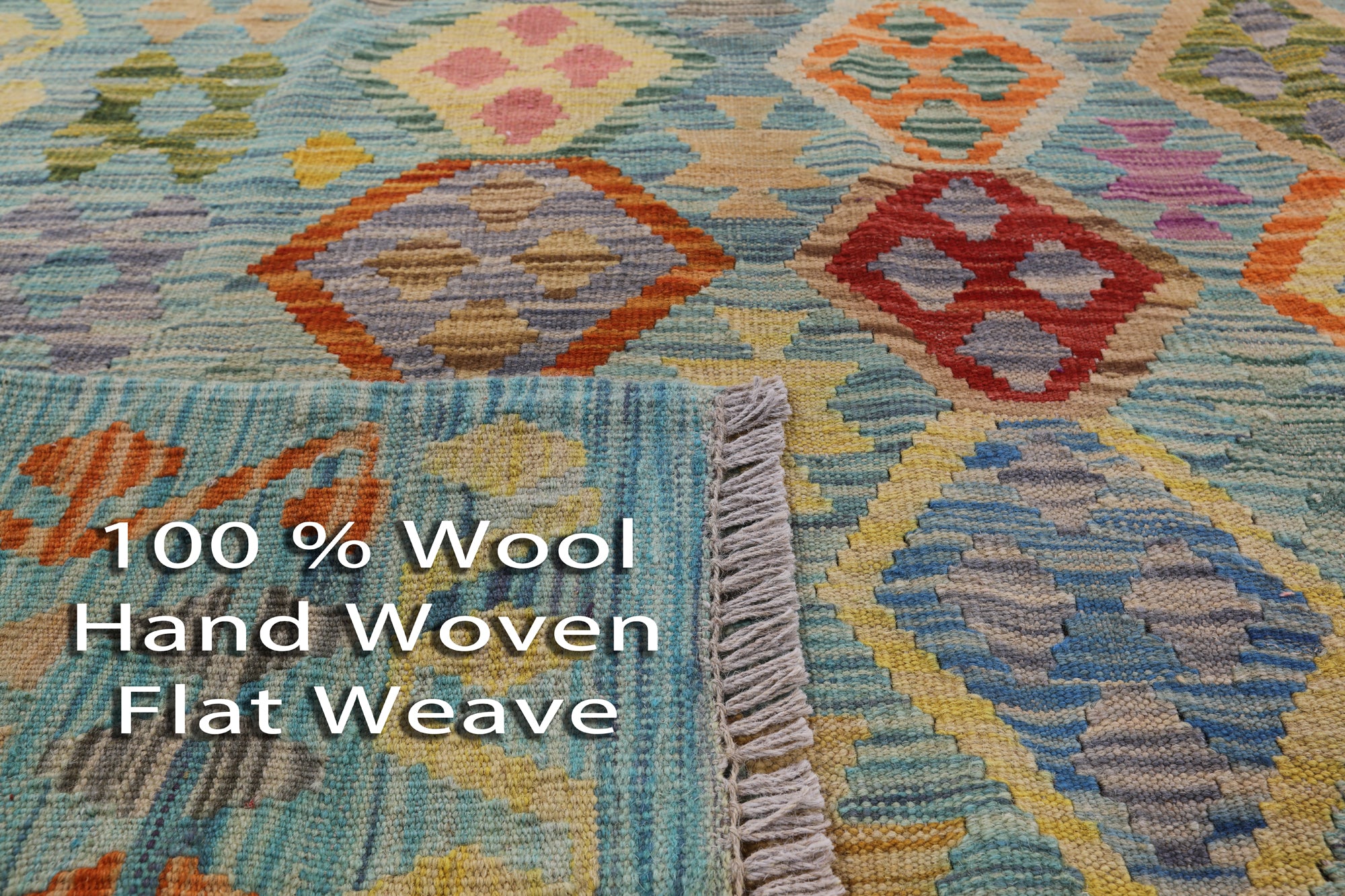 Reversible Kilim Flat Weave Wool Rug - 5' 5" X 6' 6" - Golden Nile