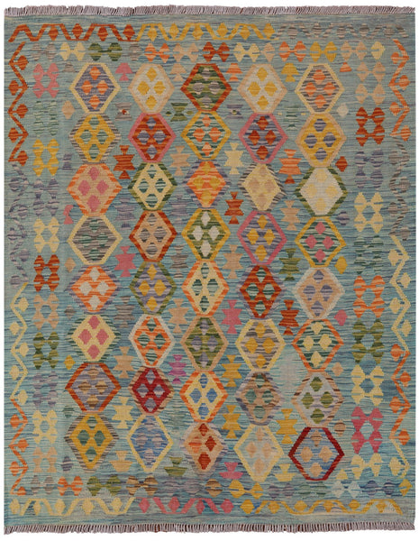 Reversible Kilim Flat Weave Wool Rug - 5' 5" X 6' 6" - Golden Nile