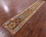 Reversible Kilim Flat Weave Wool Runner Rug - 2' 9" X 15' 8" - Golden Nile