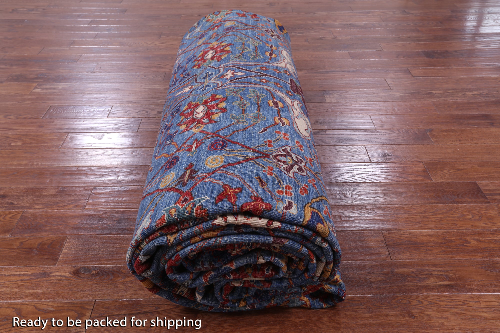 Blue Persian Fine Serapi Handmade Wool Rug - 14' 0" X 23' 2" - Golden Nile