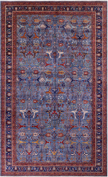 Blue Persian Fine Serapi Handmade Wool Rug - 14' 0" X 23' 2" - Golden Nile