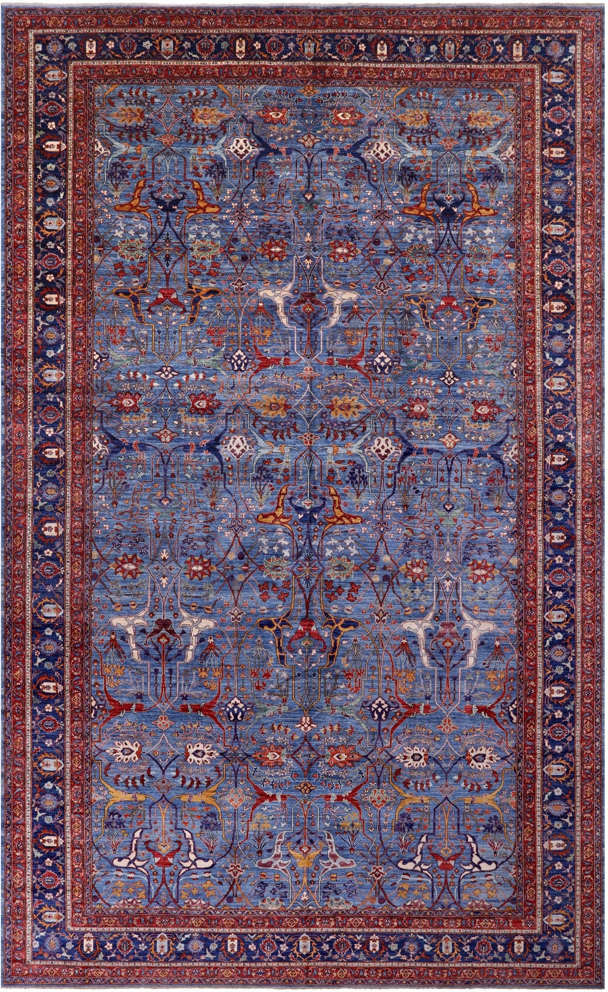 Blue Persian Fine Serapi Handmade Wool Rug - 14' 0" X 23' 2" - Golden Nile