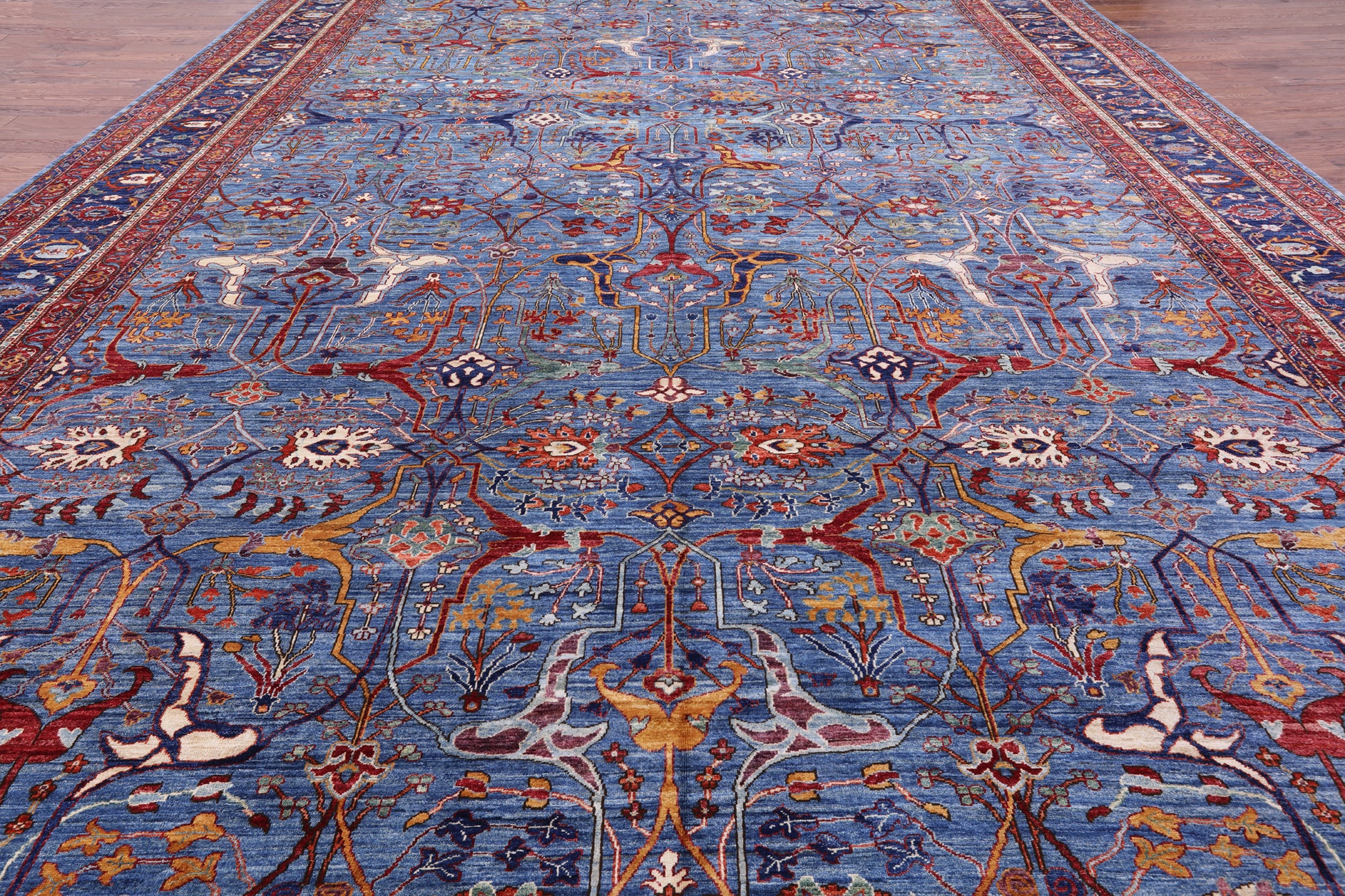 Blue Persian Fine Serapi Handmade Wool Rug - 14' 0" X 23' 2" - Golden Nile