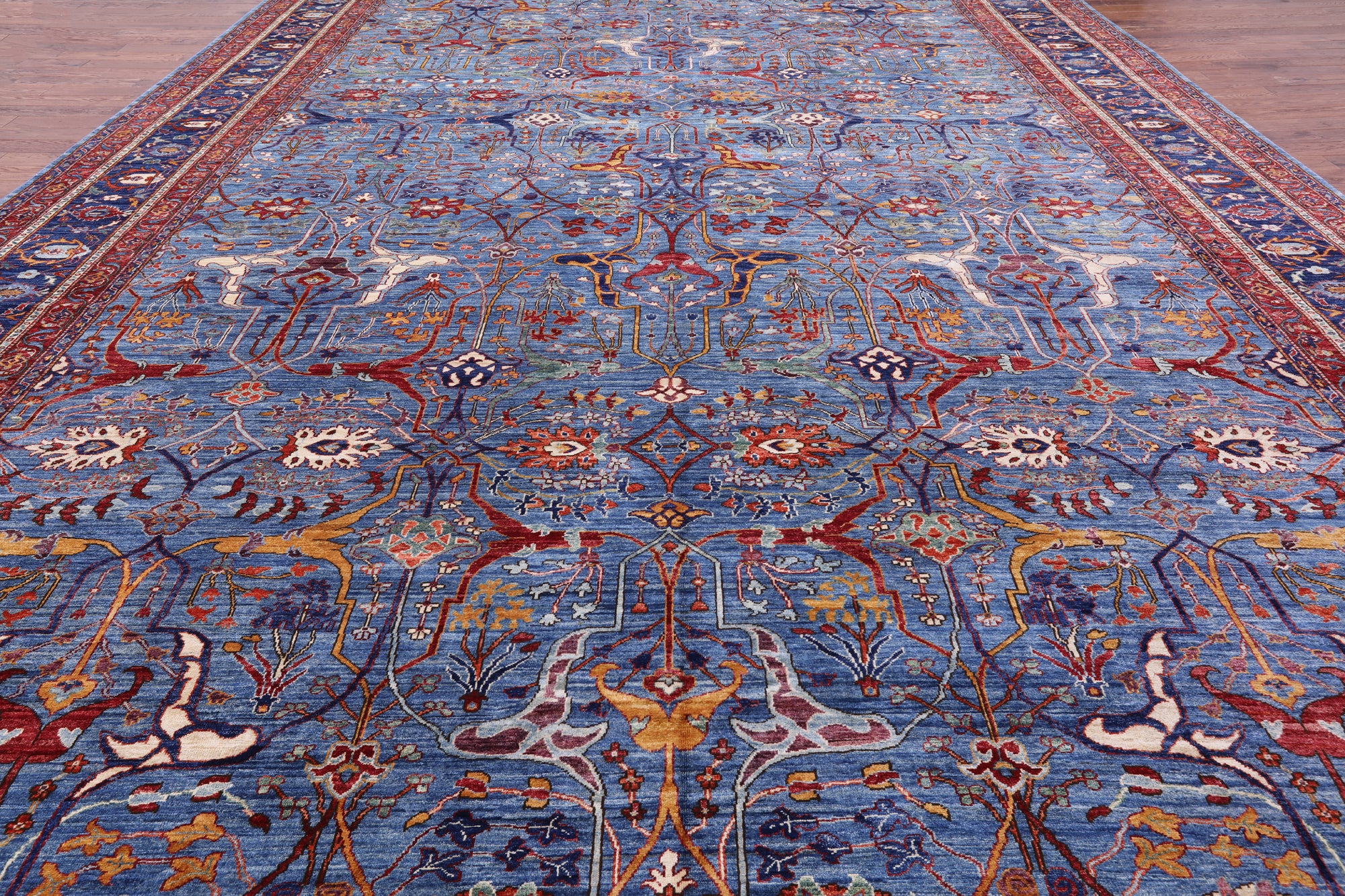 Blue Persian Fine Serapi Handmade Wool Rug - 14' 0" X 23' 2" - Golden Nile