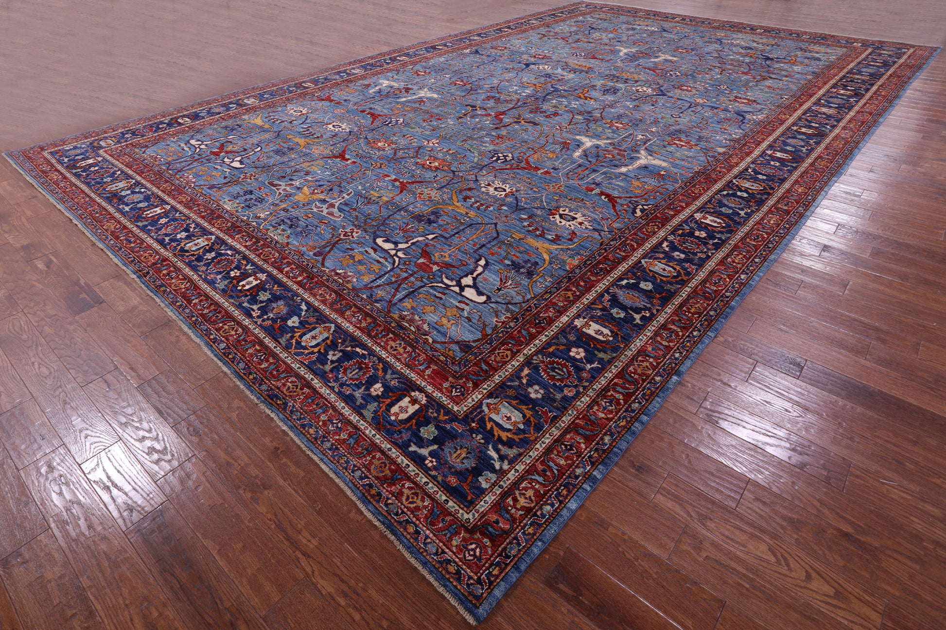 Blue Persian Fine Serapi Handmade Wool Rug - 14' 0" X 23' 2" - Golden Nile