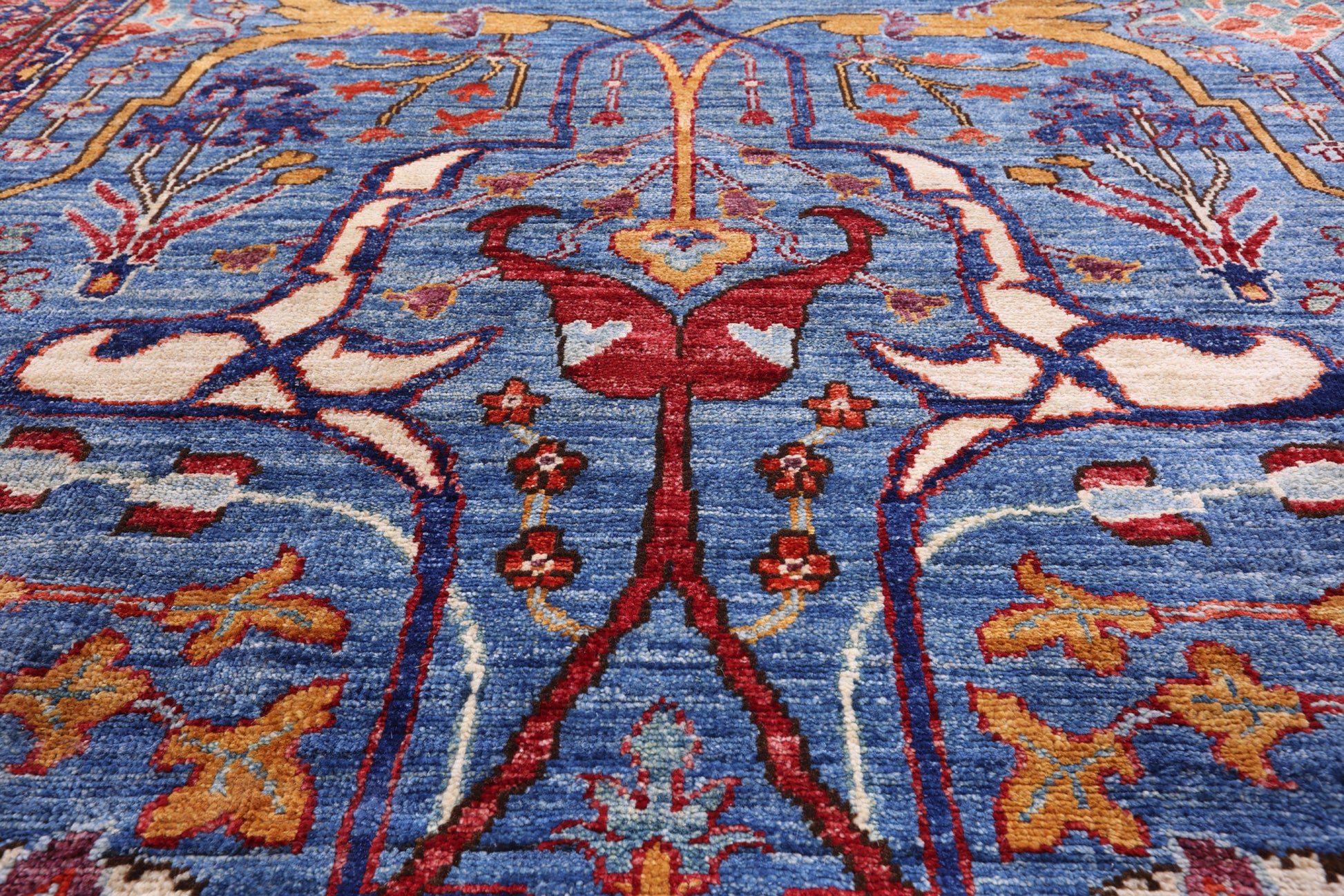Blue Persian Fine Serapi Handmade Wool Rug - 14' 0" X 23' 2" - Golden Nile