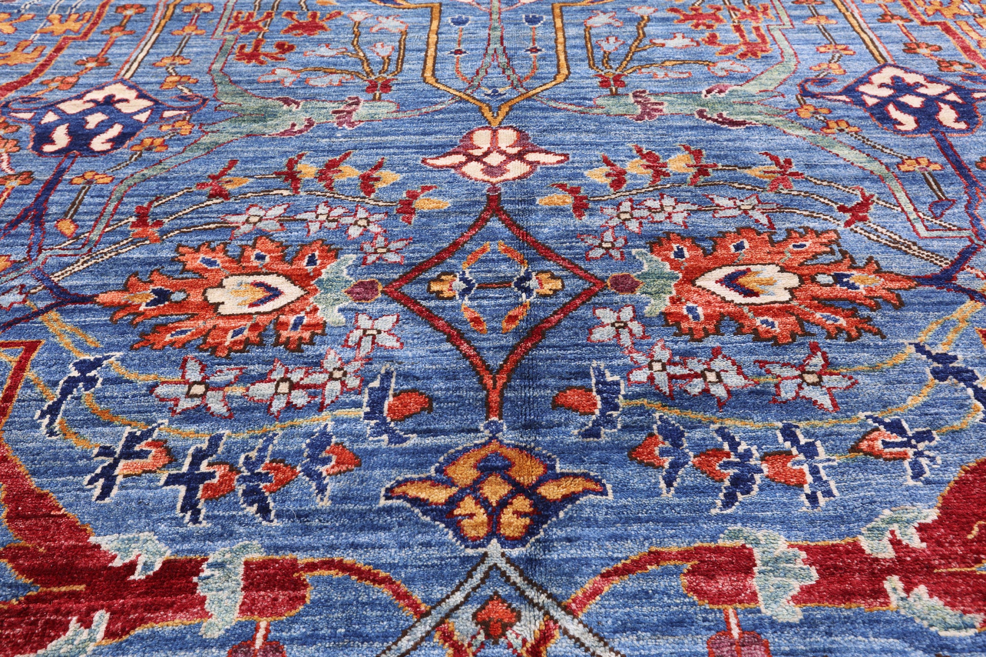 Blue Persian Fine Serapi Handmade Wool Rug - 14' 0" X 23' 2" - Golden Nile