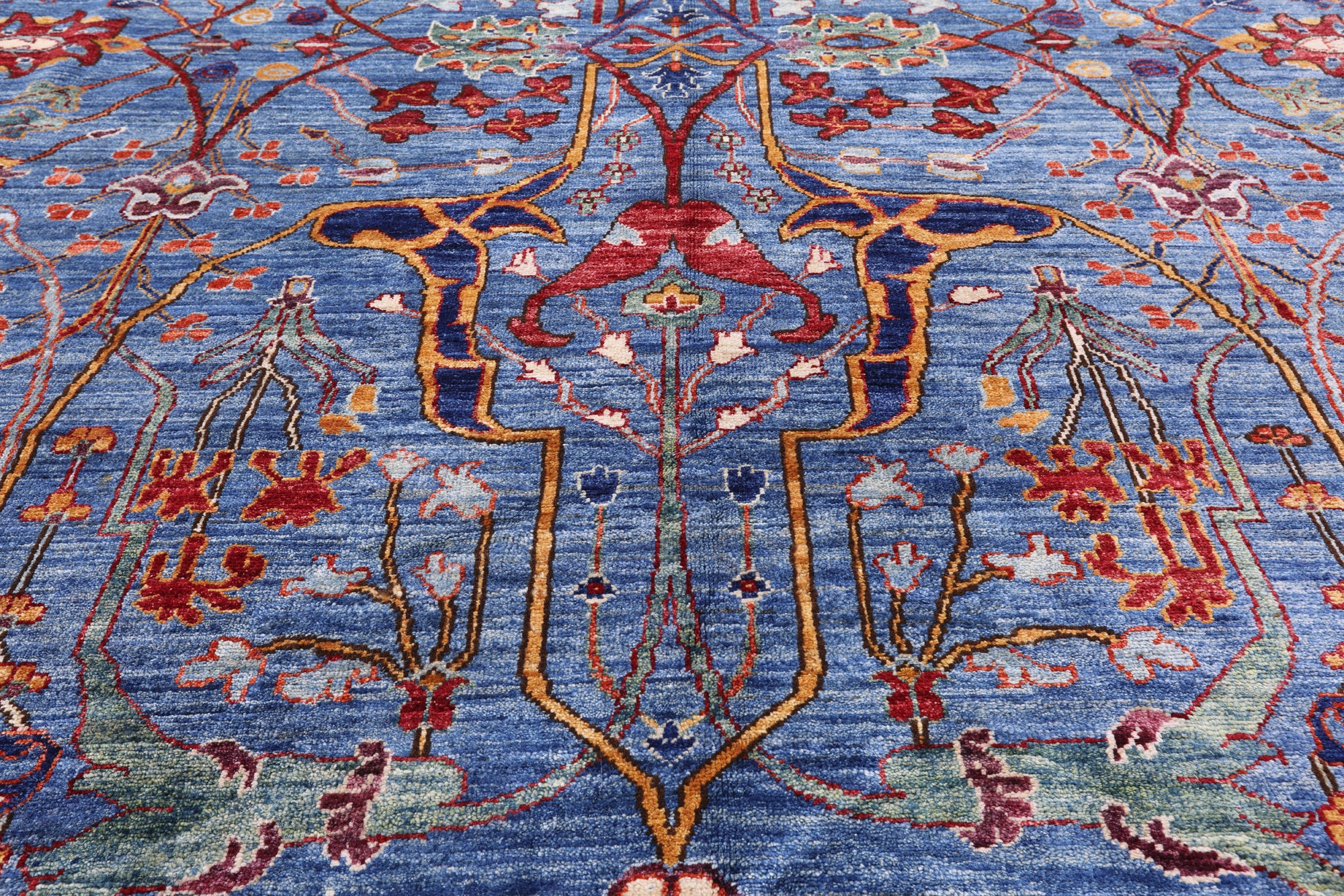 Blue Persian Fine Serapi Handmade Wool Rug - 14' 0" X 23' 2" - Golden Nile