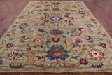 Green Turkish Oushak Hand Knotted Wool Rug - 9' 0" X 11' 10" - Golden Nile