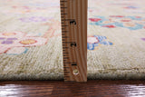 Green Turkish Oushak Hand Knotted Wool Rug - 9' 0" X 11' 10" - Golden Nile