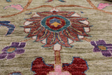 Green Turkish Oushak Hand Knotted Wool Rug - 9' 0" X 11' 10" - Golden Nile
