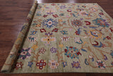 Green Turkish Oushak Hand Knotted Wool Rug - 9' 0" X 11' 10" - Golden Nile