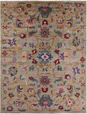 Green Turkish Oushak Hand Knotted Wool Rug - 9' 0" X 11' 10" - Golden Nile