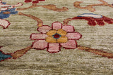 Green Turkish Oushak Hand Knotted Wool Rug - 9' 0" X 11' 10" - Golden Nile