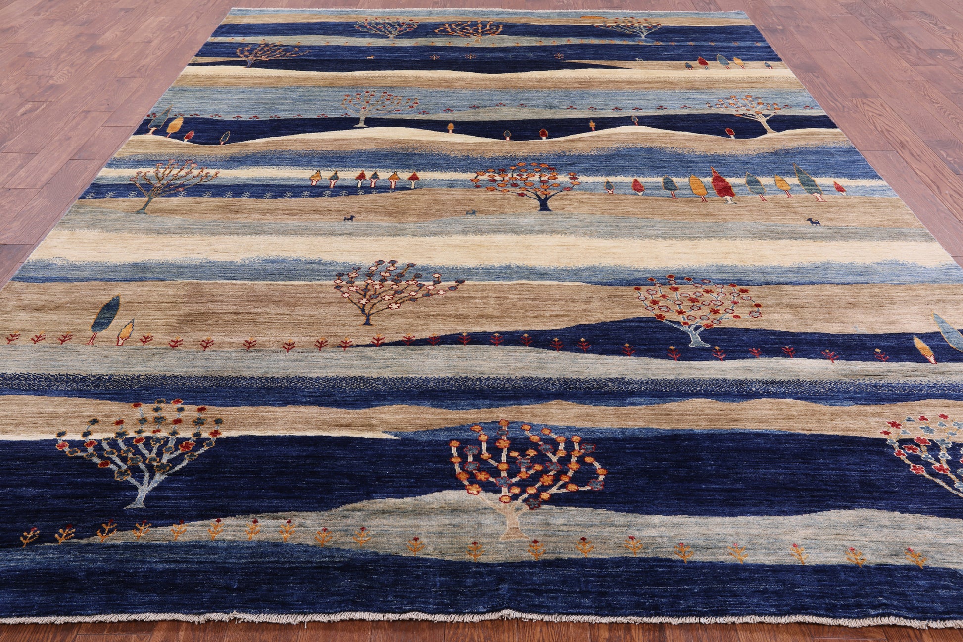 Tribal Persian Gabbeh Hand Knotted Wool Rug - 8' 8" X 11' 7" - Golden Nile