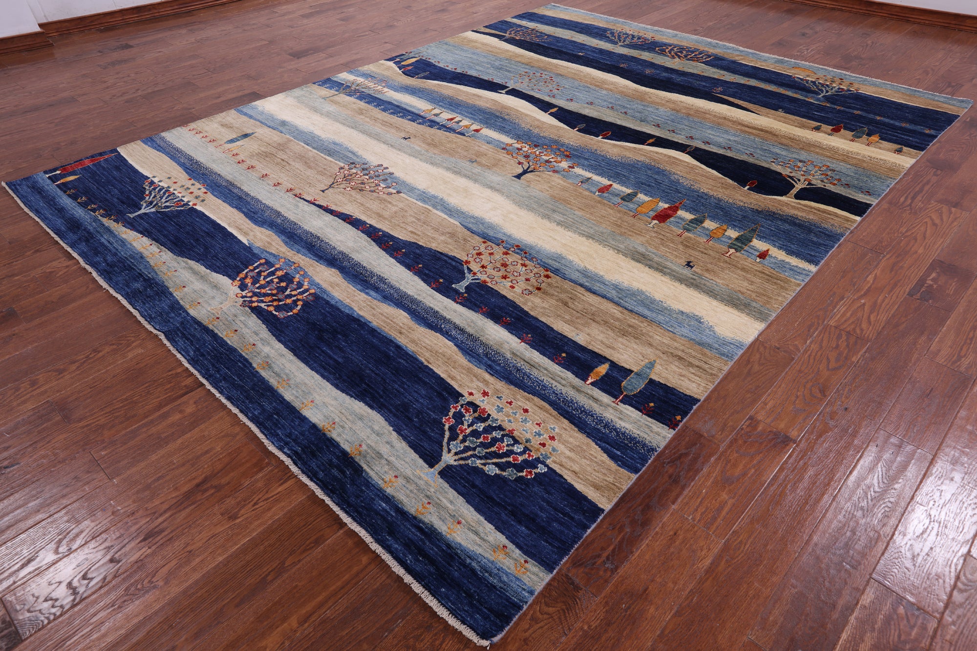 Tribal Persian Gabbeh Hand Knotted Wool Rug - 8' 8" X 11' 7" - Golden Nile