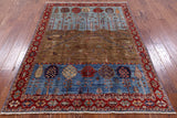 Tribal Persian Gabbeh Hand Knotted Wool Rug - 4' 10" X 6' 8" - Golden Nile