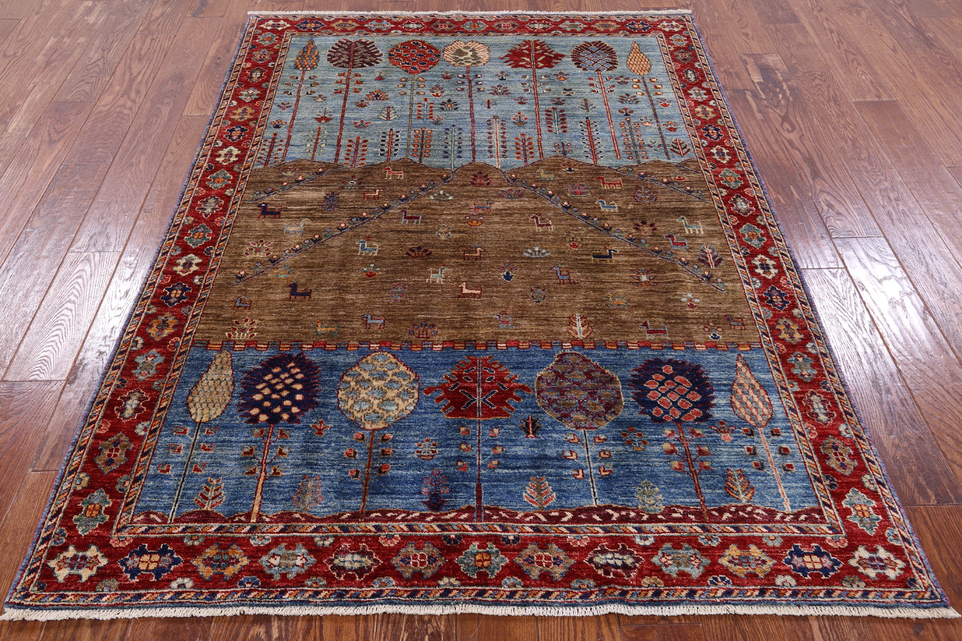 Tribal Persian Gabbeh Hand Knotted Wool Rug - 4' 10" X 6' 8" - Golden Nile