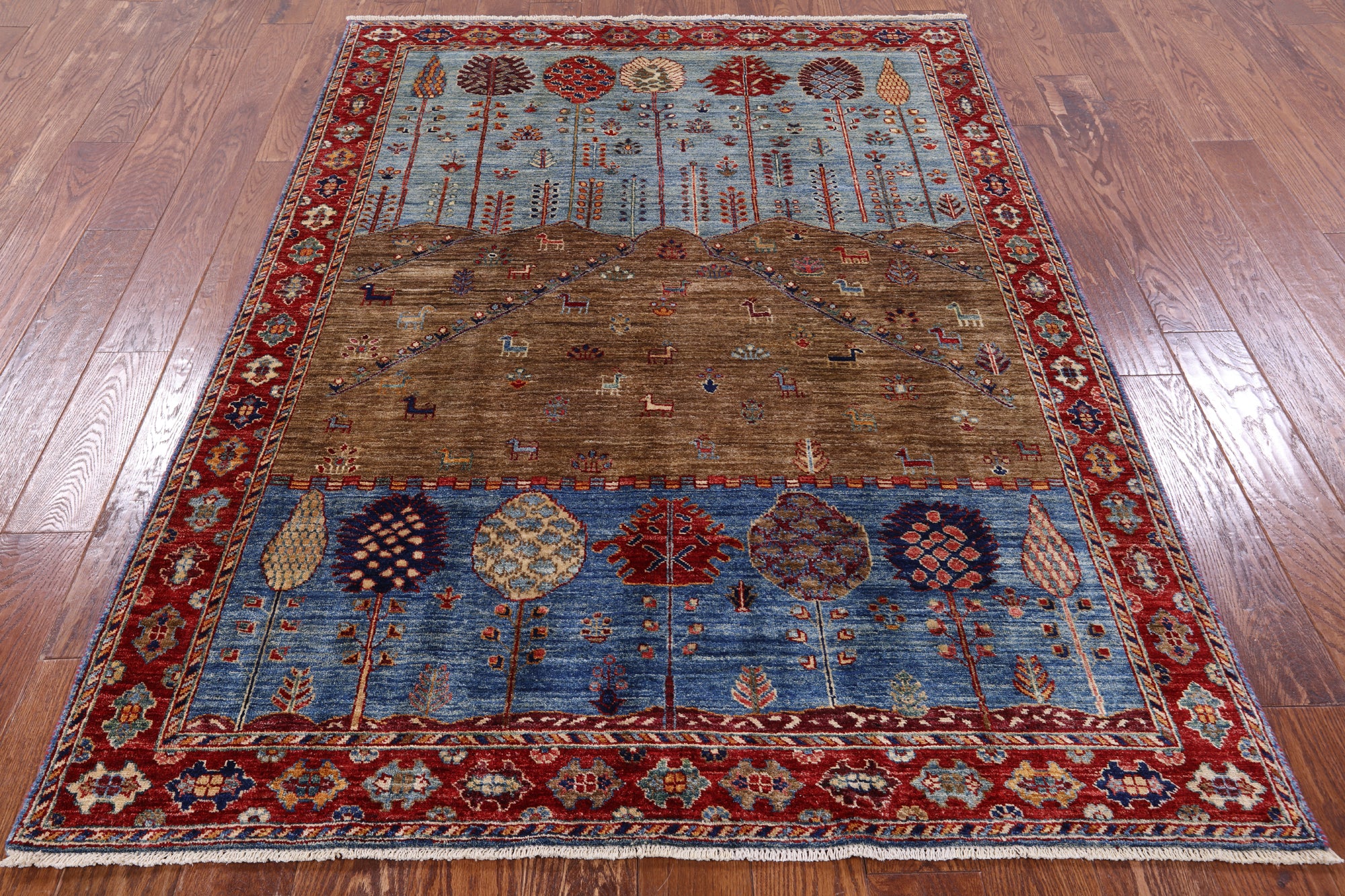 Tribal Persian Gabbeh Hand Knotted Wool Rug - 4' 10" X 6' 8" - Golden Nile