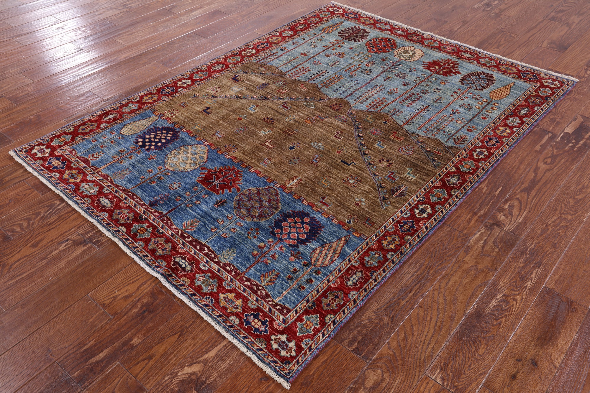 Tribal Persian Gabbeh Hand Knotted Wool Rug - 4' 10" X 6' 8" - Golden Nile
