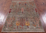 Tribal Persian Gabbeh Hand Knotted Wool Rug - 3' 4" X 5' 0" - Golden Nile