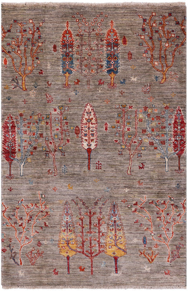 Tribal Persian Gabbeh Hand Knotted Wool Rug - 3' 4" X 5' 0" - Golden Nile