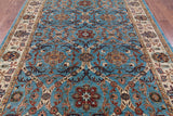 Blue Peshawar Hand Knotted Wool Rug - 7' 0" X 9' 8" - Golden Nile