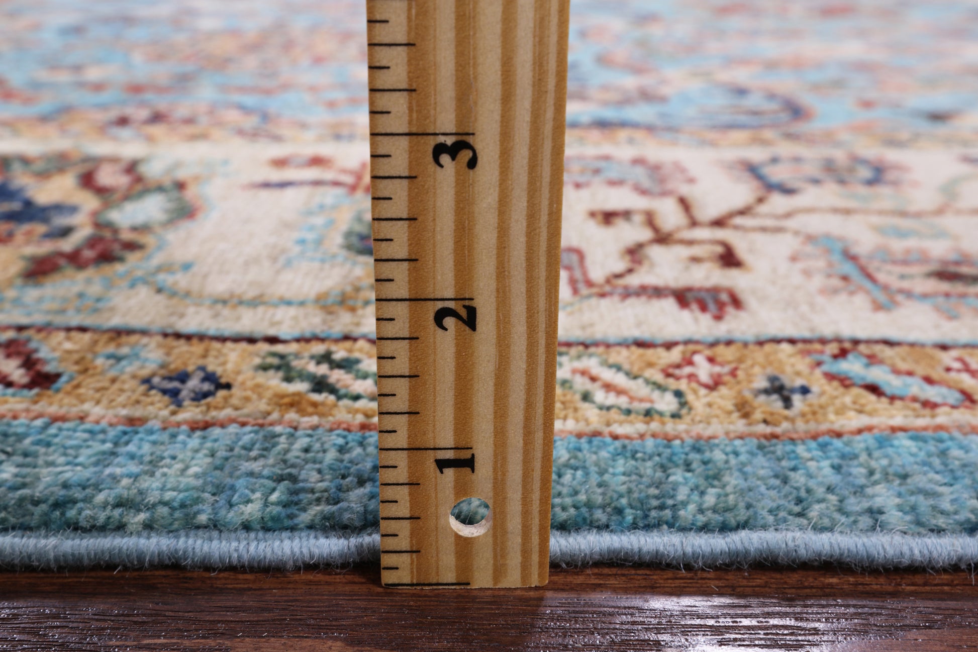 Blue Peshawar Hand Knotted Wool Rug - 7' 0" X 9' 8" - Golden Nile
