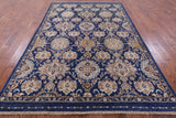 Blue Peshawar Hand Knotted Wool Rug - 6' 7" X 10' 3" - Golden Nile