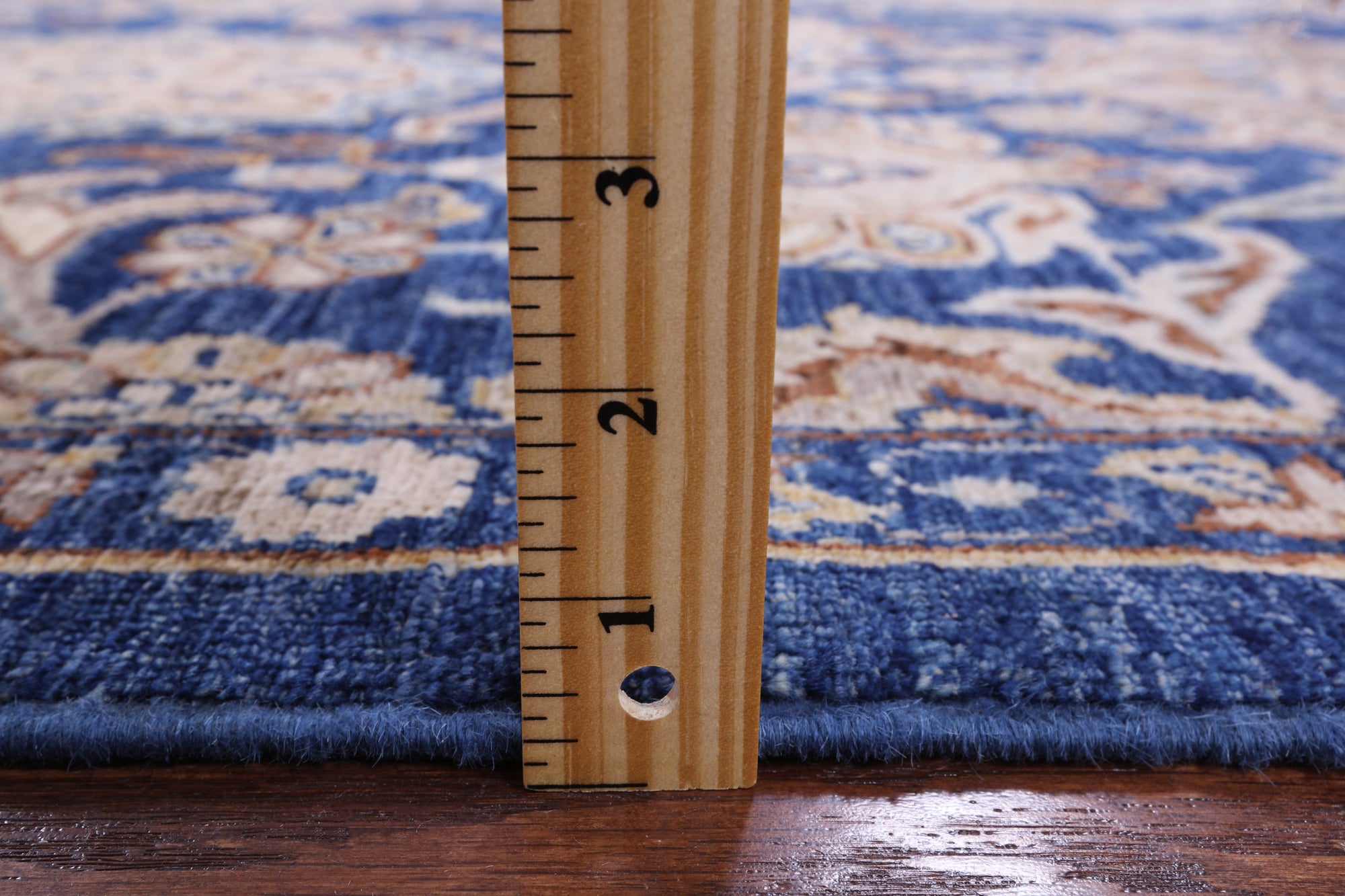 Blue Peshawar Hand Knotted Wool Rug - 6' 7" X 10' 3" - Golden Nile