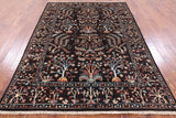 Brown Tree Of Life Peshawar Hand Knotted Wool Rug - 5' 8" X 8' 0" - Golden Nile