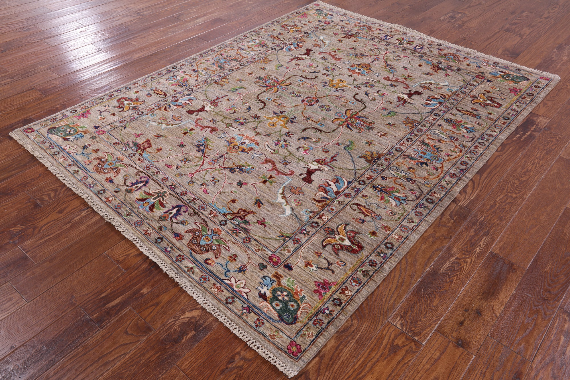 Peshawar Hand Knotted Wool Rug - 5' 8" X 7' 5" - Golden Nile
