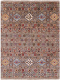 Khorjin Persian Gabbeh Hand Knotted Wool Rug - 5' 1" X 6' 6" - Golden Nile