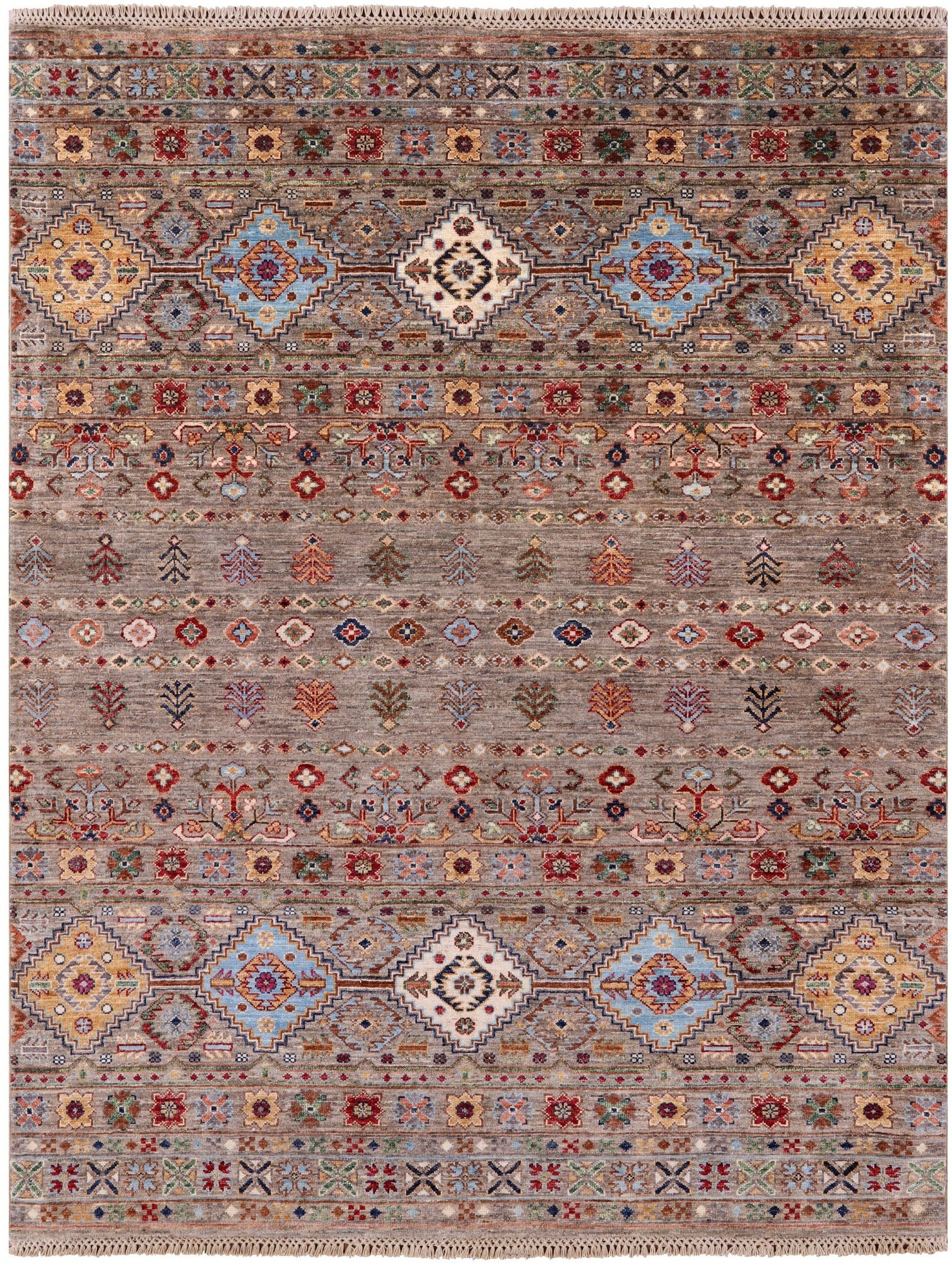 Khorjin Persian Gabbeh Hand Knotted Wool Rug - 5' 1" X 6' 6" - Golden Nile