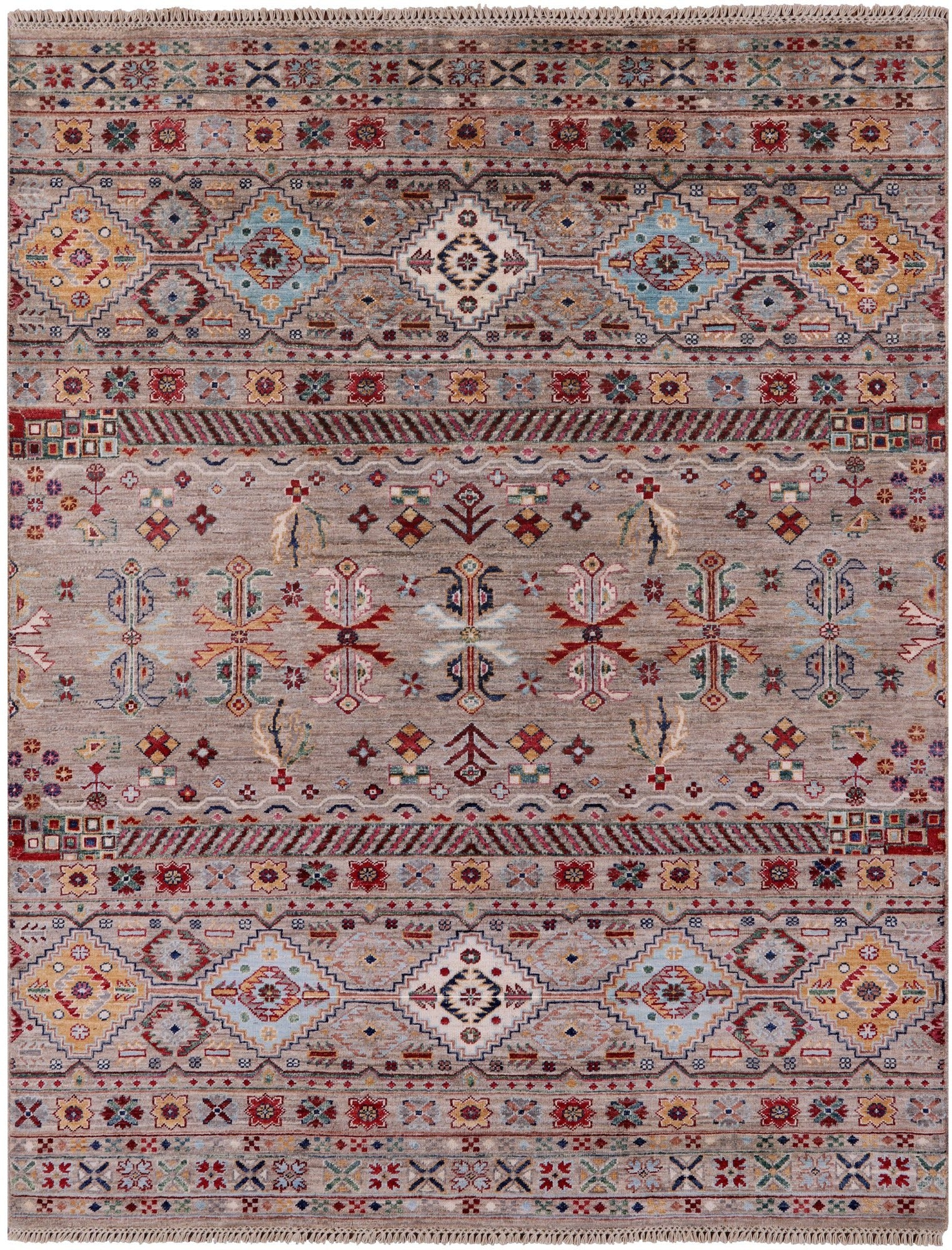 Khorjin Persian Gabbeh Hand Knotted Wool Rug - 5' 2" X 6' 8" - Golden Nile