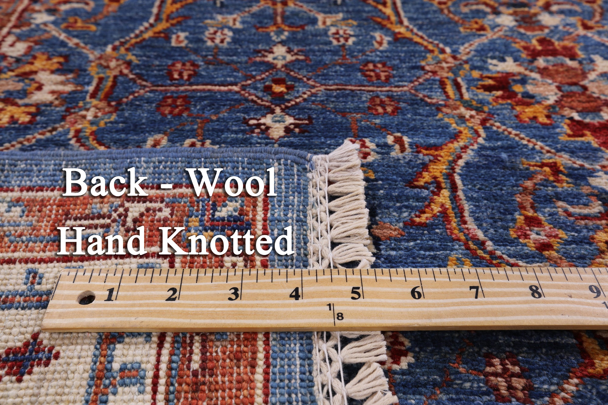 Blue Peshawar Hand Knotted Wool Rug - 4' 4" X 5' 11" - Golden Nile